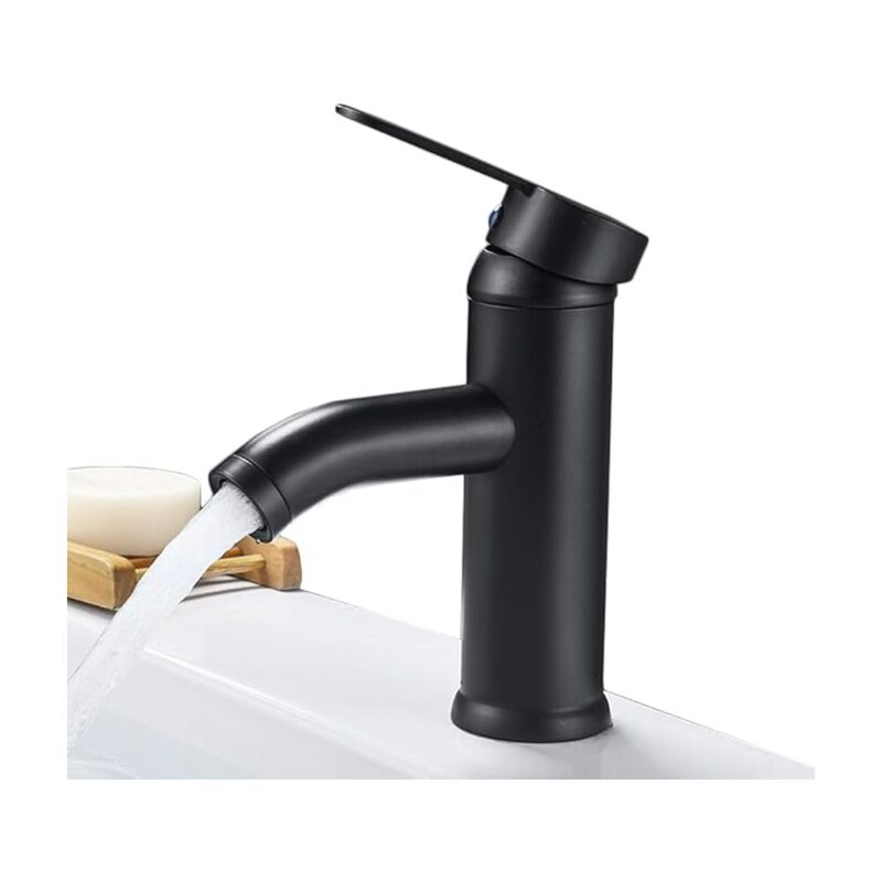SHINING HOUSE Noir Robinet Mitigeur - avec Mitigeur Froid/Chaud Robinet de Lavabo en Acier inoxydable massif pour Salle de Bain et Cuisine