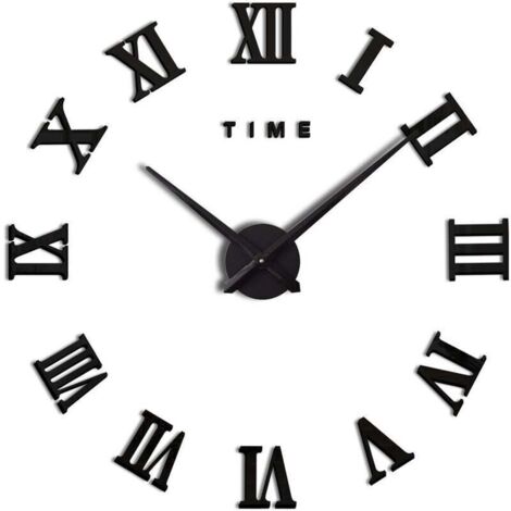 SHINING HOUSE Orologio da parete moderno fai da te con numeri romani, grande orologio 3D adesivo, orologio da parete, orologio da ufficio, decorazione per la casa, rimovibile (batteria non inclusa), n