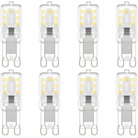 SHINING HOUSE Pack de 8 bombillas LED G9, G9 LED 220V Blanco natural 5500K 3W equivalente a halógena 30W [Clase energética E]