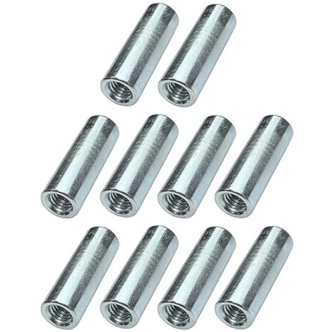 SHINING HOUSE Pack of 10 M6x30x10mm threaded junction sleeve nuts - round cylindrical extension connection sleeve - in zinc-plated steel