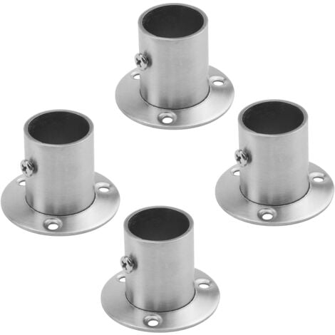 SHINING HOUSE Pack of 4 Stainless Steel Wardrobe Rod Brackets with Flange, 20mm