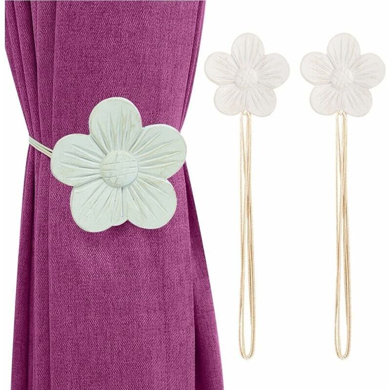 Pack Retro Magnetic Curtain Tiebacks, Japanese Apricot, Hard Resin Curtain Buckle Decoration With Strong Durable Magnetism For Home Office - Beige