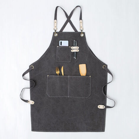 SHINING HOUSE Packung wasserdichte Küchenschürzen, verstellbare Schürze mit Taschen für Garten, Grill, Schürze, (grau),