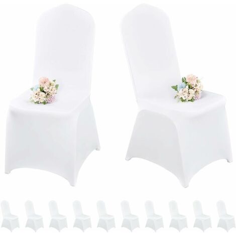 SHINING HOUSE Packungen weiße Stuhlhussen, Esszimmerstuhlhussen, Spandex-Stuhlhussen für Wohnzimmer, universeller Esszimmerstuhlhussen-Schutz für Hochzeit, Ephe