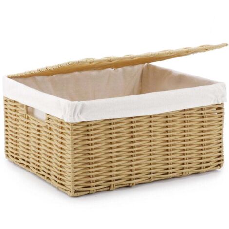 SHINING HOUSE Panier à linge, tissé à la main, panier à linge sale en rotin synthétique avec couvercle et poignées, pliable, poche intérieure amovible, couleur bois