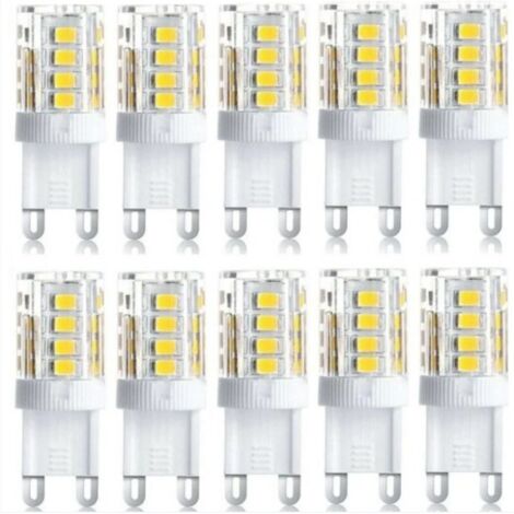 SHINING HOUSE Paquete de 10 focos LED, bombilla LED G9, 5 W, blanco cálido, blanco frío, bombillas LED de bajo consumo, bombilla halógena de repuesto, CA 230 V, no regulable
