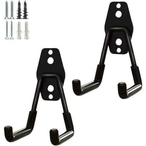 SHINING HOUSE Paquete de 2 ganchos para toallas, organizador de almacenamiento para garaje, soporte para herramientas de jardinería, ganchos de pared de acero, pequeños ganchos en forma de U para jard