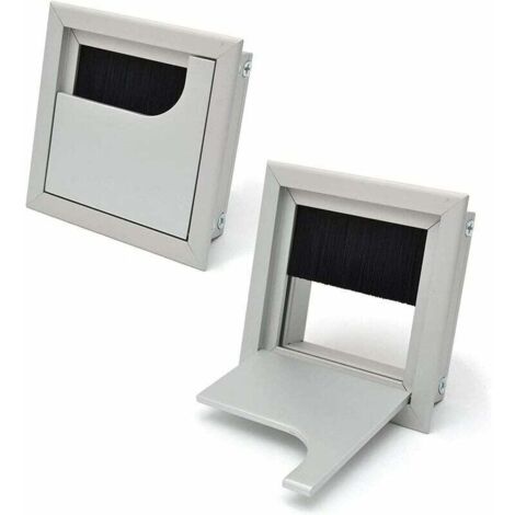 SHINING HOUSE Pasacables para escritorio, 80 x 80 mm, cubierta para cables para mesa de oficina, muebles para el hogar, aluminio anodizado, cuadrado plateado, 2 unidades