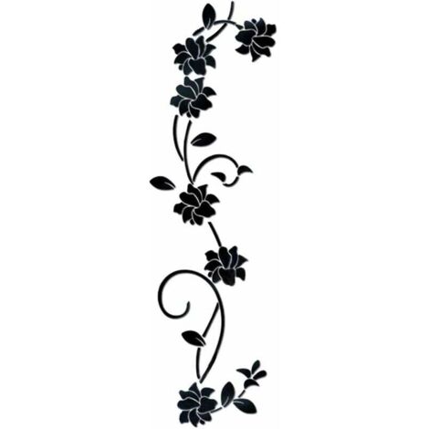 SHINING HOUSE Pegatinas de pared de espejo acrílico con diseño de flores y enredaderas, elegante pegatina de pared con espejo, decoración de pared con espejo adhesivo para el hogar, sala de estar, dor