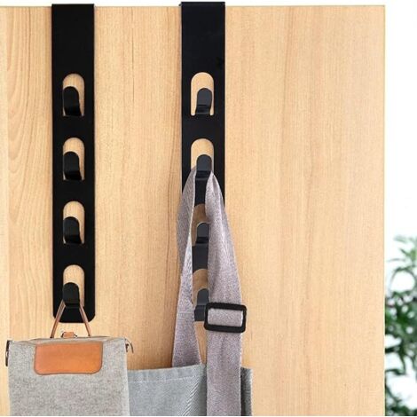 SHINING HOUSE Perchero para puerta de 2 piezas, perchero para puerta con 4 ganchos, perchero para puerta sin perforaciones, perchero para puerta para almacenamiento, chaquetas, batas, bolsos y más (ne