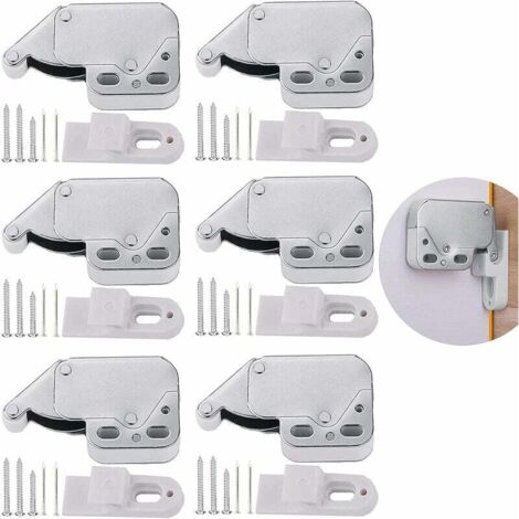 SHINING HOUSE pestillos de resorte para puerta de armario, pestillos de resorte, pestillos de puerta, mini pestillo con placa de retención, automáticos para puertas batientes de armario con tornillos
