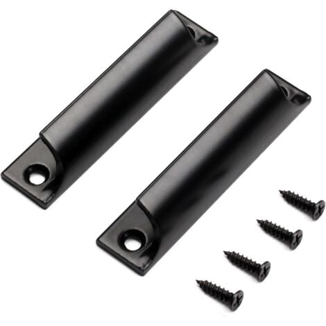 SHINING HOUSE Piece Exterior Door Handle - Sliding Door Handle, Invisible Interior Furniture Handle, Sliding Door Handle, Kitchen Door Handle Aluminum Alloy Center Distance 90mm (black)
