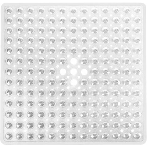 SHINING HOUSE Piece Square Non-Slip Bath Mat with Suction Cups, Durable and Stylish, Non-Slip Shower Mat, Modern Design, Quality Suction Cups, Machine Washable and Latex Free, CLEAR