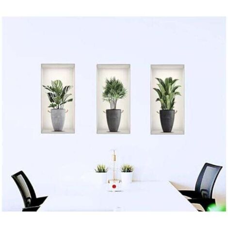 SHINING HOUSE Piezas 3D Pegatinas de Plantas Pegatinas de Pared Removibles DIY, Decoración Art Deco Oficina Hogar Sala de Estar Dormitorio Decoración de Pared