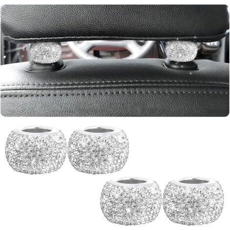 SHINING HOUSE Piezas de collares de reposacabezas de cristal para automóvil, anillos para reposacabezas de asiento de automóvil, anillos decorativos para reposacabezas, accesorios universales para int