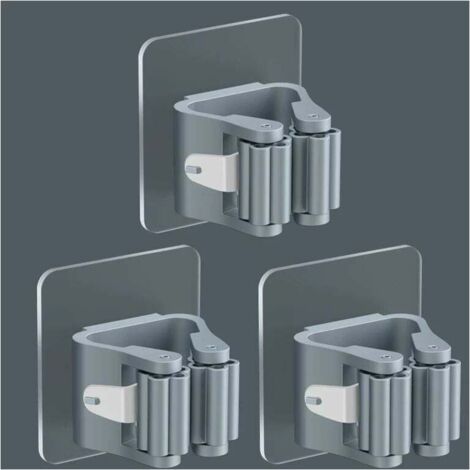 SHINING HOUSE piezas de soporte para escobas, soporte autoadhesivo para fregona, sin perforaciones, soporte de pared para cocina, baño, garaje, jardín, estante de almacenamiento, organización Carivent