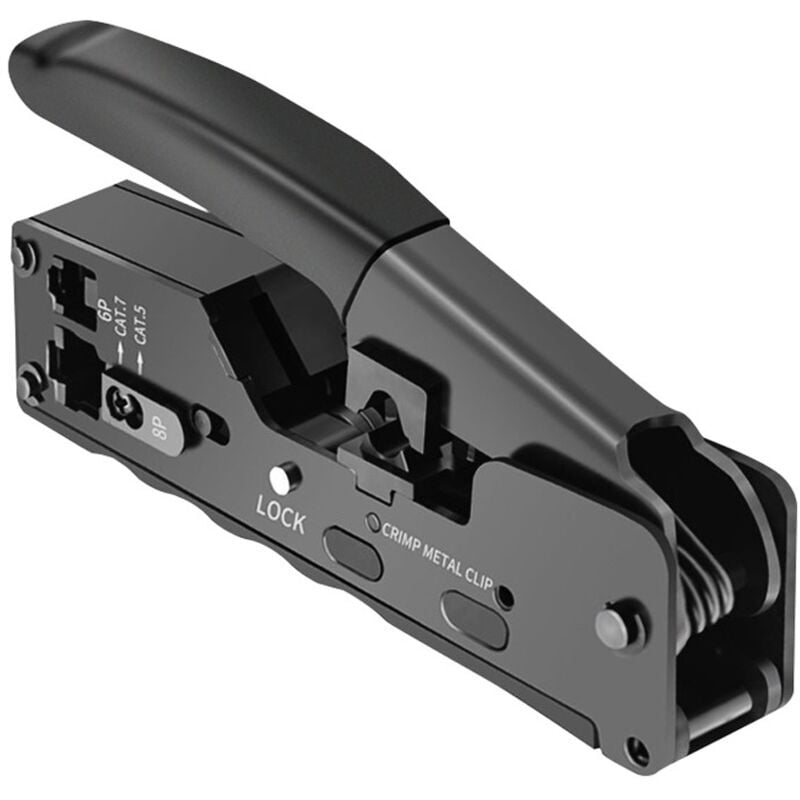 Shining House - Pince à sertir, Poignée en caoutchouc souple - Antidérapante - Outil de sertissage Ethernet pour Cat7 8P/6P, Noir, 1 Pcs