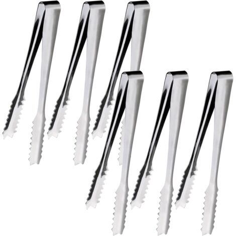 SHINING HOUSE Pinzas para cubitos de hielo, 6 piezas, pinzas para azúcar, pinzas para caramelos, 15 cm, para cocina, cafetería, fiesta, bar y bufé