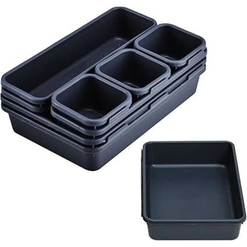 Shining House - Plateau de rangement à tiroirs, organisateur de cosmétiques en plastique divisé avec boîte, 3 tailles pour bureau, coiffeuse, salle