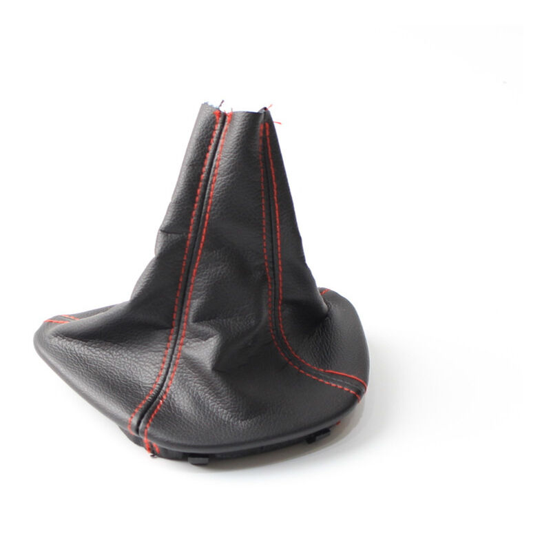 Shining House - Protège-levier de vitesse en similicuir noir avec accents de fil rouge