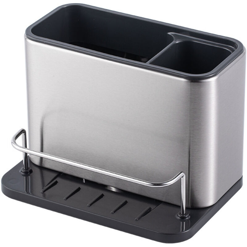 Shining House - Rangement évier, Porte Eponge Evier Cuisine en Acier Inoxydable, Support pour Éponge avec bac de récupération, Porte-ustensiles de
