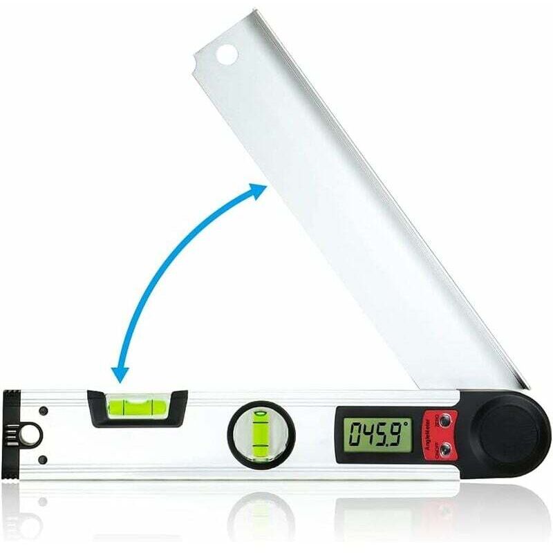 Shining House - Rapporteur d'angle numérique - Niveau à bulle numérique 0-230 ° avec affichage lcd - 300 mm - Pour le travail du bois et le travail à