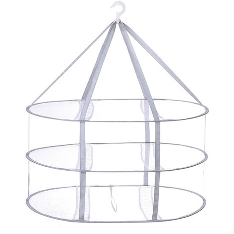 SHINING HOUSE Red de secado de malla plegable con 3 niveles para suéteres, prendas delicadas, trajes de baño, camisetas, frutos secos, superficie de secado de malla resistente al viento con tira de su