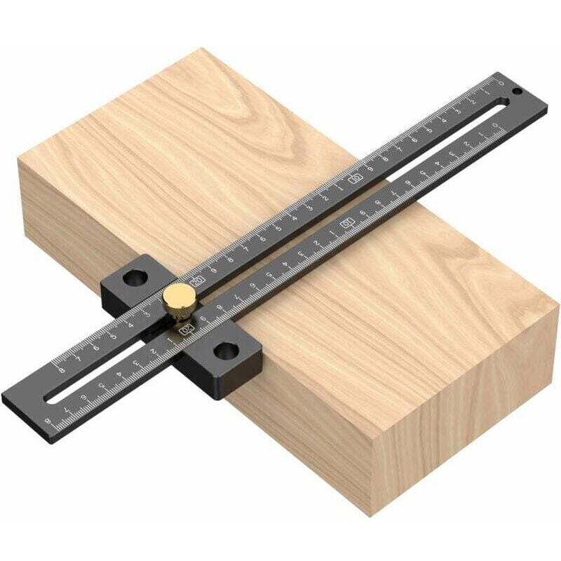 Shining House - Règle Carré en t, Règle de Trou Marquage du Bois Jauge de Traçage Ligne Menuisier Charpentier avec Échelle de 180MM Travail du Bois,