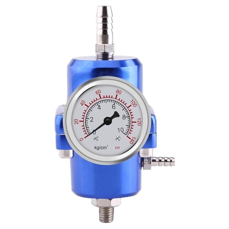 Shining House - Régulateur de Pression de Carburant, Régulateur de Pression d'Essence Kit de Flexibles Manométriques Jauge Réglable (Blue)