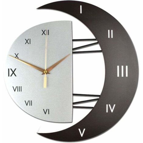 SHINING HOUSE Reloj de pared de diseño moderno, reloj de cocina silencioso, reloj creativo con forma de luna, reloj de decoración para el hogar