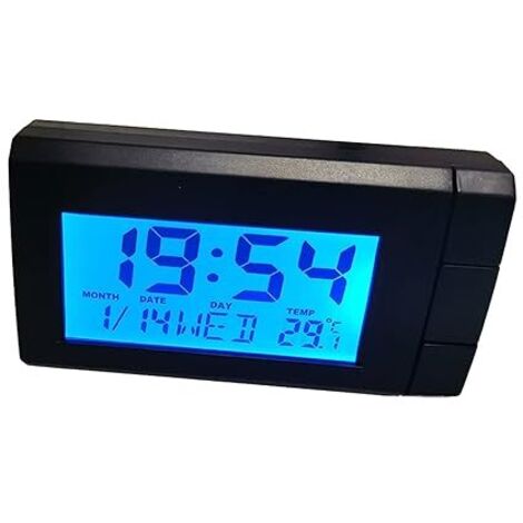 SHINING HOUSE Reloj de temperatura LCD para automóvil, termómetro para automóvil con luz de fondo para tablero, reloj digital nocturno con pantalla de temperatura y hora para camión