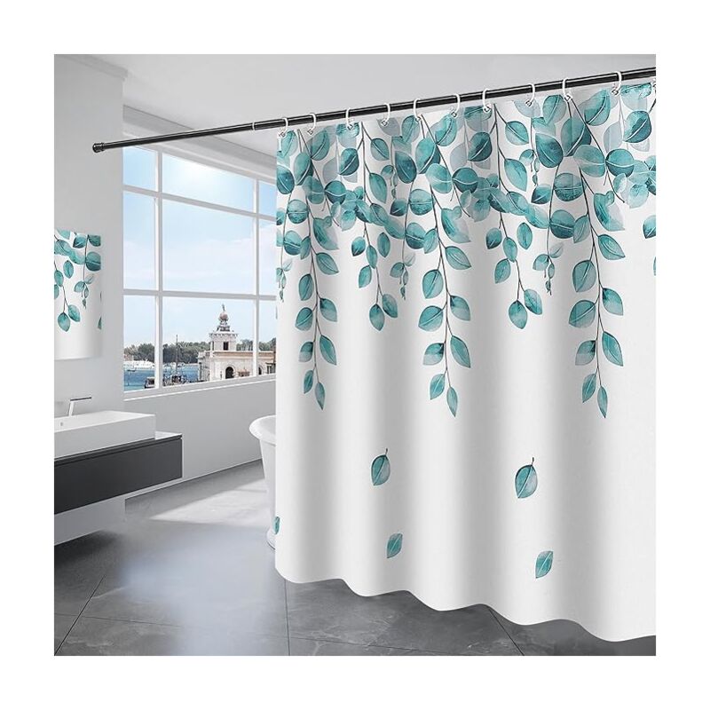 Rideau de douche 180x200CM rideau de douche en tissu polyester imperméable lavable en machine rideau de douche blanc - Shining House