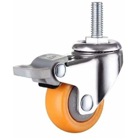 SHINING HOUSE Ruedas giratorias resistentes con freno, giro de 360 grados, perfectas para muebles pequeños (naranja, tamaño: 32 mm, M6 × 15), 5 piezas