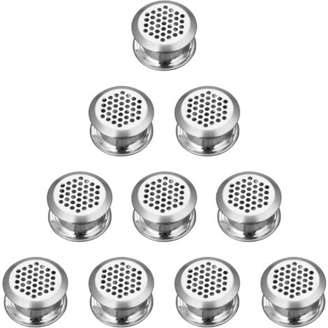 SHINING HOUSE Rundes Lüftungsgitter aus Edelstahl, 10 Stück, für Schrank, Schrank, Abluftgitter, Belüftung, Küchenmöbel, Silber. Halten Sie die frische Luft im Schrank.