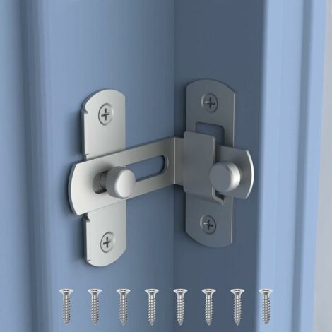 SHINING HOUSE Scheunentürschloss, Klapp- und Schiebetürschloss, 90-Grad-Ecktürriegel aus Edelstahl, Silber, 70,2 55 mm