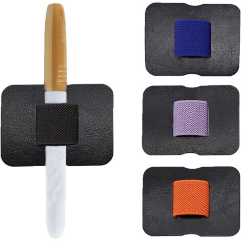 SHINING HOUSE Self-Adhesive Pen Holder, Black PU Self-Adhesive Pen Holder Suitable for Notebooks, Diaries, Calendars, Etc. Leather Self-Adhesive Pen Holder with Elastic Loop