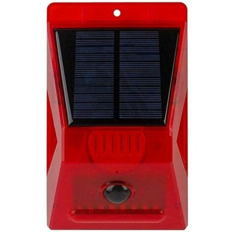SHINING HOUSE Solar-Einbruchsirene für den Außenbereich, Sirenenalarm, eigenständiger Stroboskop-Alarm, Ton-Licht-Alarm, lauter Tonalarm, 129 dB Stroboskop A