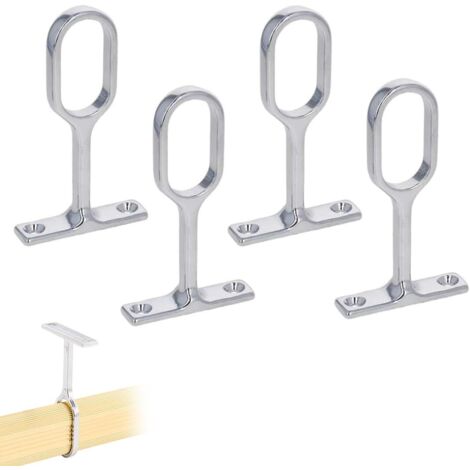 SHINING HOUSE Soporte central para barra de armario ovalada, soportes ovalados para riel de armario, soporte de barra de armario, soporte de barra de percha de metal 4 piezas (7 x 4 cm)