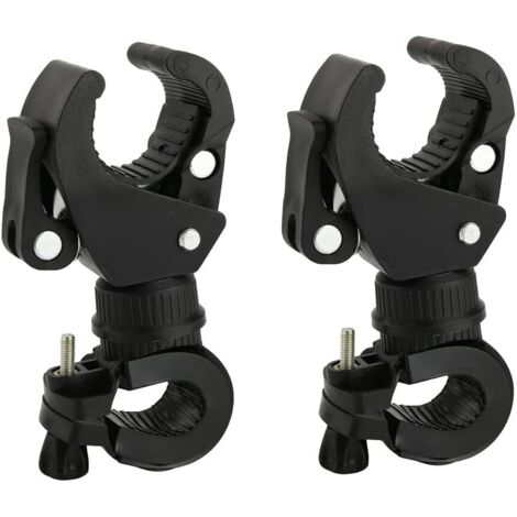 SHINING HOUSE Soporte para linterna de bicicleta ajustable con rotación de 360° y clip de doble hebilla