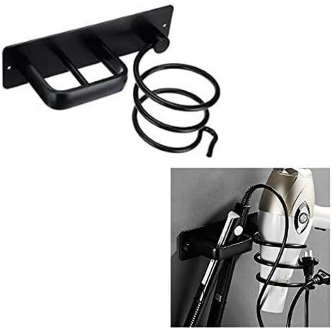 SHINING HOUSE Soporte para secador de pelo, soporte de aluminio para secador de pelo y plancha para el pelo, soporte para secador de pelo montado en la pared para baño, dormitorio, hotel, estante de a