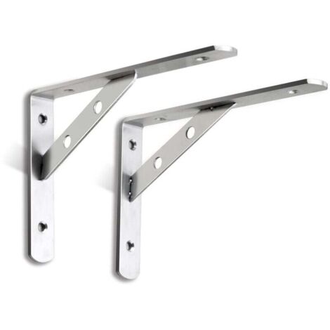 SHINING HOUSE Soportes para estantes flotantes, soportes para estantes de pared triangulares de acero inoxidable de 90 grados, para colgar estantes de madera en la pared, soldadura, 2 piezas