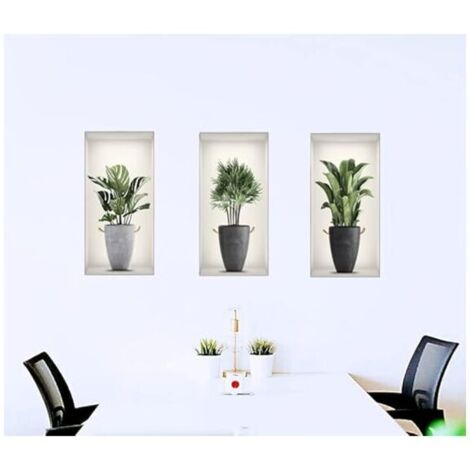 SHINING HOUSE Stück abnehmbare 3D-Pflanzenaufkleber, DIY-Wandaufkleber, Art-Deco-Dekoration, Büro, Zuhause, Wohnzimmer, Schlafzimmer, Wanddekoration