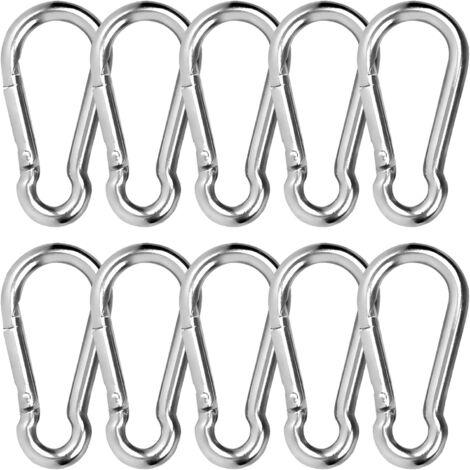 SHINING HOUSE Stück Edelstahl-Karabiner, robuster Edelstahl-Karabiner, 50 mm x 5 mm, Premium-Qualität