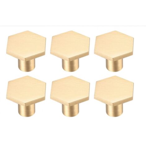 SHINING HOUSE Stück Türknöpfe, Messing-Schrankknöpfe, goldene Möbelknöpfe, Kommoden-Schubladenknöpfe, sechseckiger Einlochgriff für Küche, Büro, Schrank (34 x 21 mm)