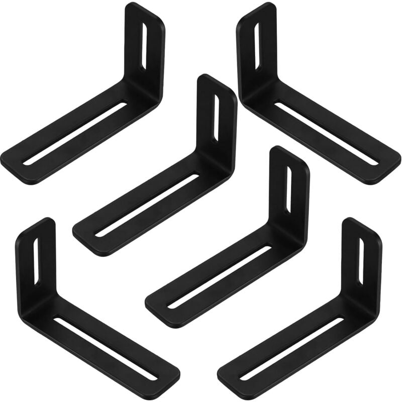Shining House - Supports d'angle réglables avec 2 fentes longues, 6 Pcs Équerres de Fixation en Forme de l pour Meubles, Support en Coin Réglable à