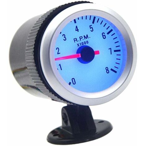 SHINING HOUSE Tacómetro con luz LED azul de 2" y 52 mm con soporte para automóvil
