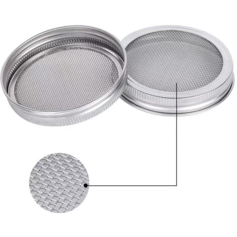 SHINING HOUSE Tapas para frascos de semillas  Para frascos de germinación de boca regular de 7 cm  Brotes orgánicos en casa  Escurridor de frascos  Frasco de acero inoxidable 304 para cultivar brócoli