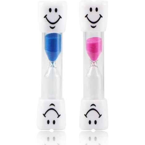 SHINING HOUSE Temporizador de arena de 2 piezas, reloj de arena con sonrisa sonriente, reloj de arena de 3 minutos, reloj de arena sonriente para cepillarse los dientes, juego de temporizador de arena