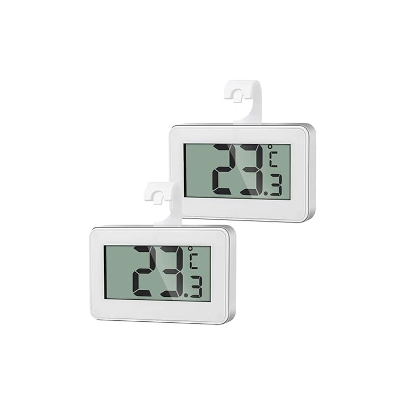 SHINING HOUSE Thermomètre Numérique Mini, Thermometre Congélateur, Thermometre Frigo Digital x2 - White
