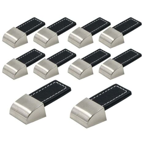 SHINING HOUSE Tirador de cuero para cajón, 10 piezas, tiradores negros para armarios, tirador de cuero para muebles con tornillos, tirador de cuero para armarios, cocinas y puertas